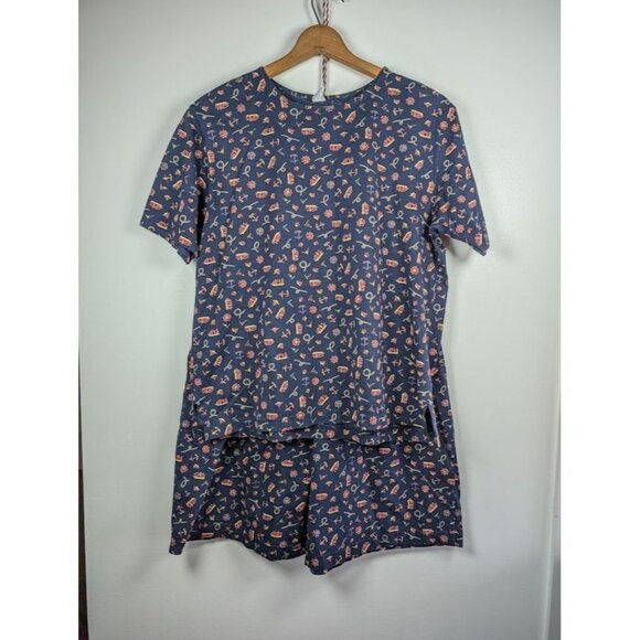 Vintage 80s Lands End Women Shorts Shirt Set Large Summer Made in USA Nautical - Picture 9 of 9